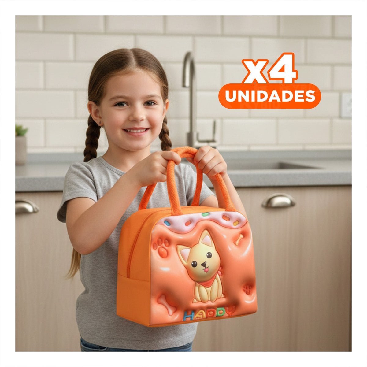 PACK4 CAJA DE ALMUERZO PERFECTA PARA LLEVAR NARANJA - 1