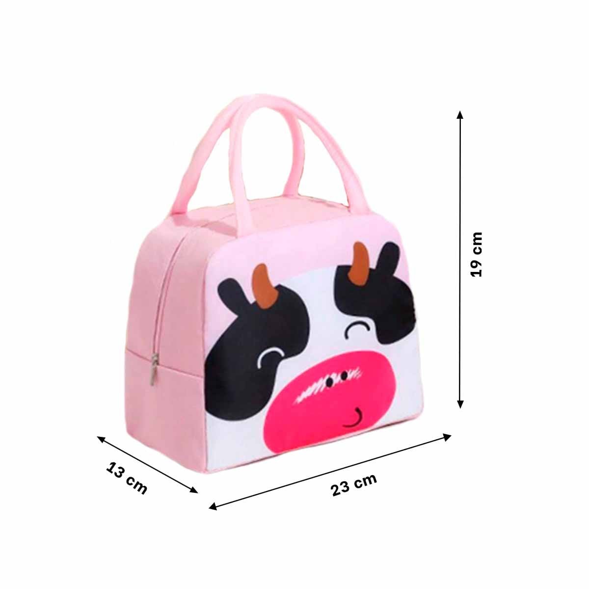 PACK12 LUNCH BOX TERMICA COMPACTA ESTAMPADO DE VACA PARA PICNIC ROSADO - 4
