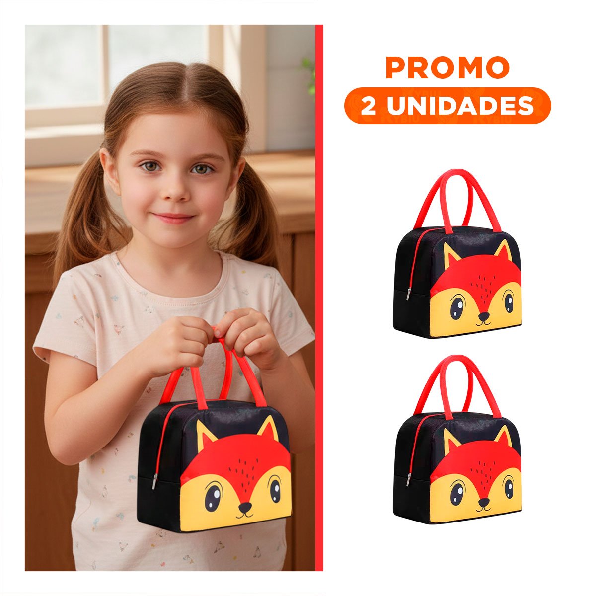 PACK2 ESTUCHE DE COMIDA TERMICO MANTIENE COMIDA FRESCA Y CALIENTE ZORRO NEGRO - 1