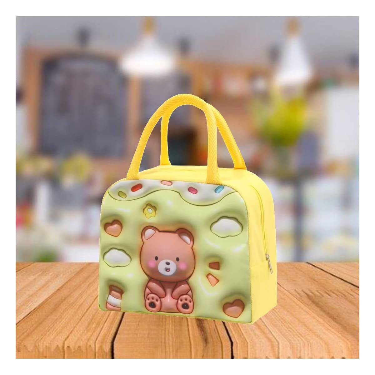 PACK4 ESTUCHE DE COMIDA KAWAII OSO FUNCIONAL PARA RUTINA AMARILLO - 2