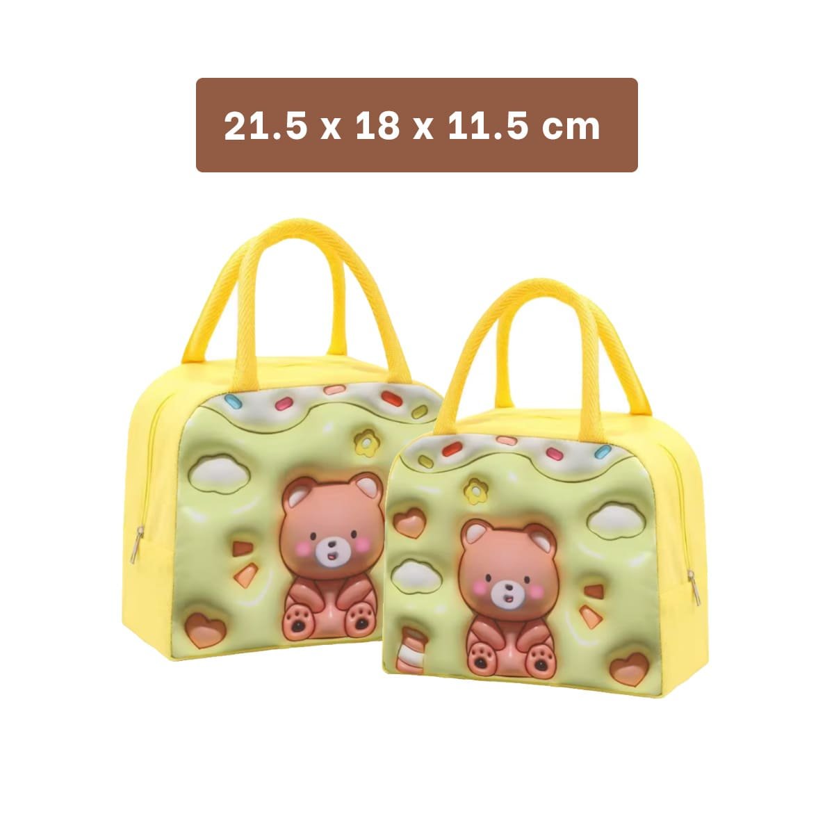 PACK4 ESTUCHE DE COMIDA KAWAII OSO FUNCIONAL PARA RUTINA AMARILLO - 4