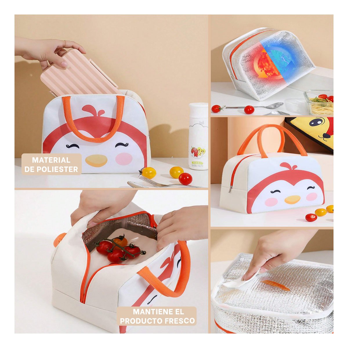 CONTENEDOR DE COMIDA TERMICO RESISTENTE A GOLPES PINGUINO BEIGE Y+POST IT - 5