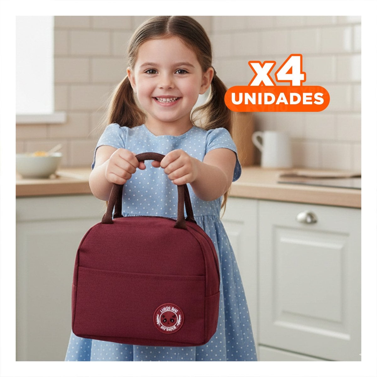 PACK4 LUNCH BOX TERMICA Y BOLSILLO EXTERIOR PERFECTA PARA ALMUERZOS GUINDA - 1