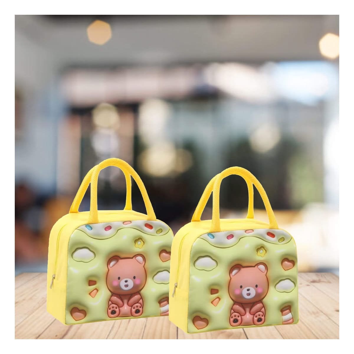 PACK12 LUNCH BOX KAWAII OSO IDEAL PARA TRABAJO AMARILLO - 2