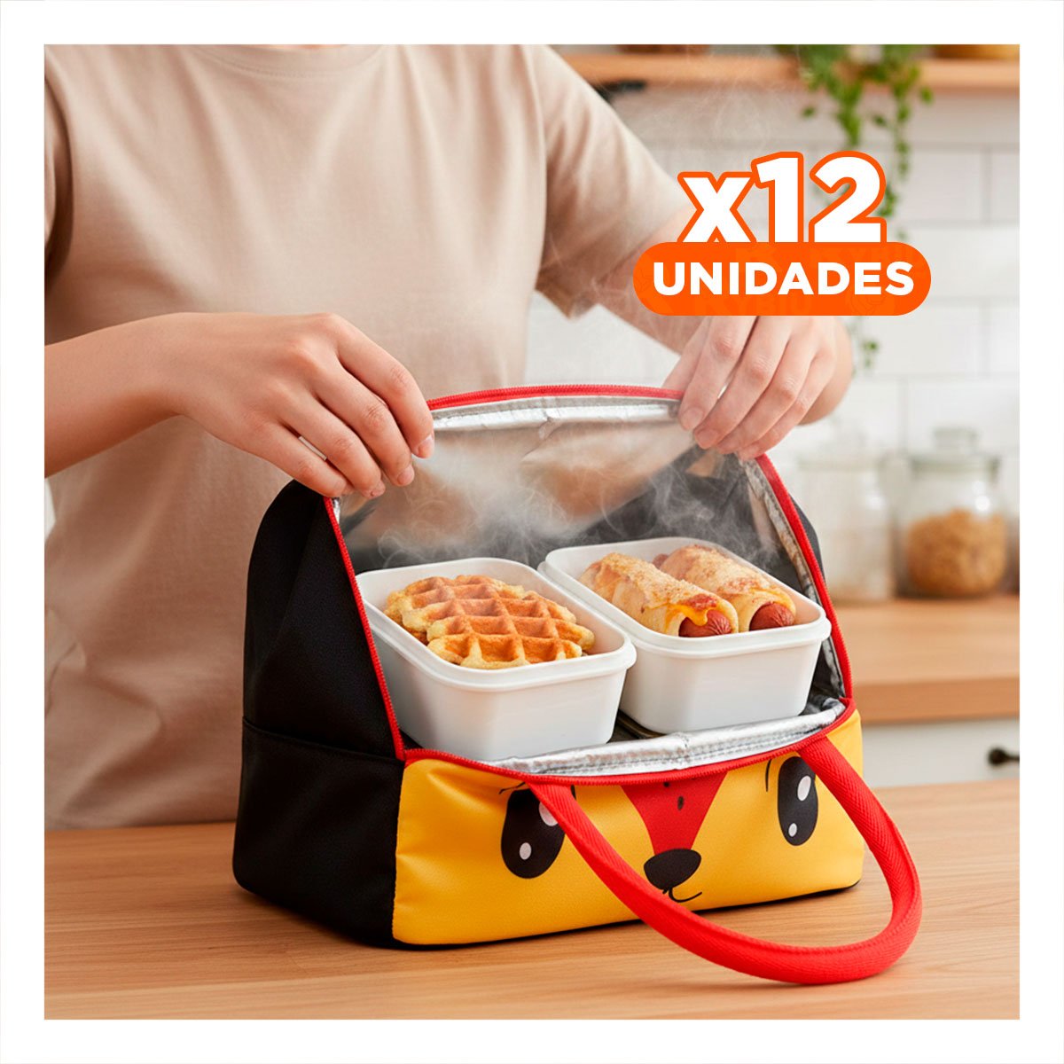 PACK12 LUNCH BOX TERMICA USO DIARIO Y SEGURO ZORRO NEGRO - 1