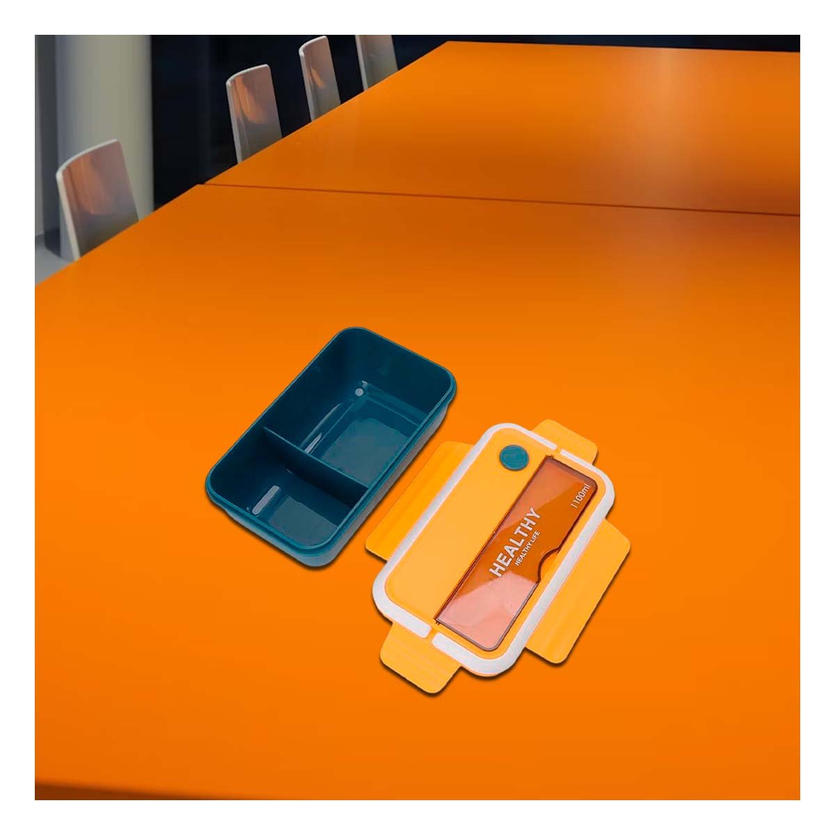 PACK4 CAJA CON CUBIERTOS PARA PICNIC Y COMIDAS SALUDABLES 1100ML AMARILLO Y AZUL Y+PAPEL REGALO - 2