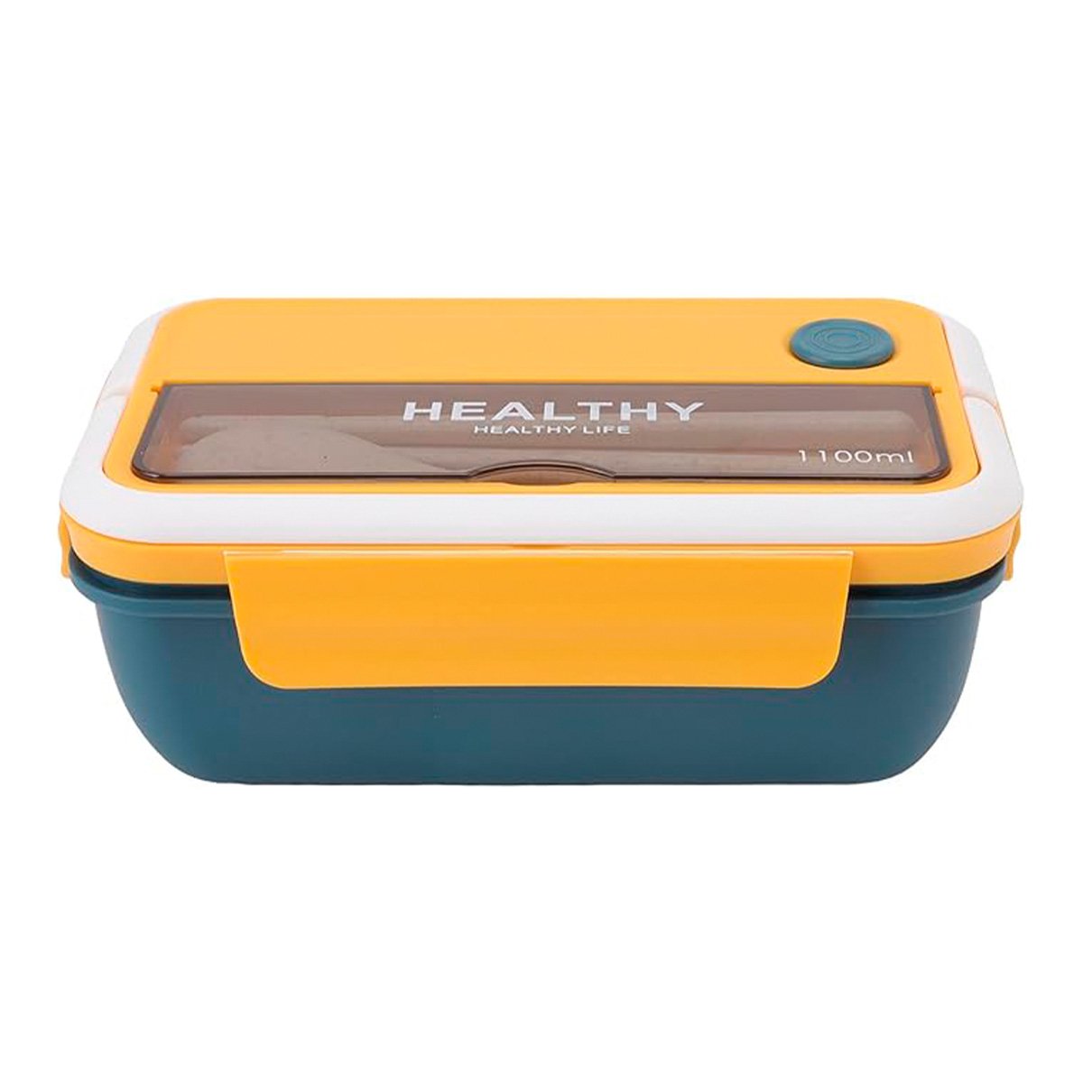 PACK4 CAJA CON CUBIERTOS PARA PICNIC Y COMIDAS SALUDABLES 1100ML AMARILLO Y AZUL Y+PAPEL REGALO - 3