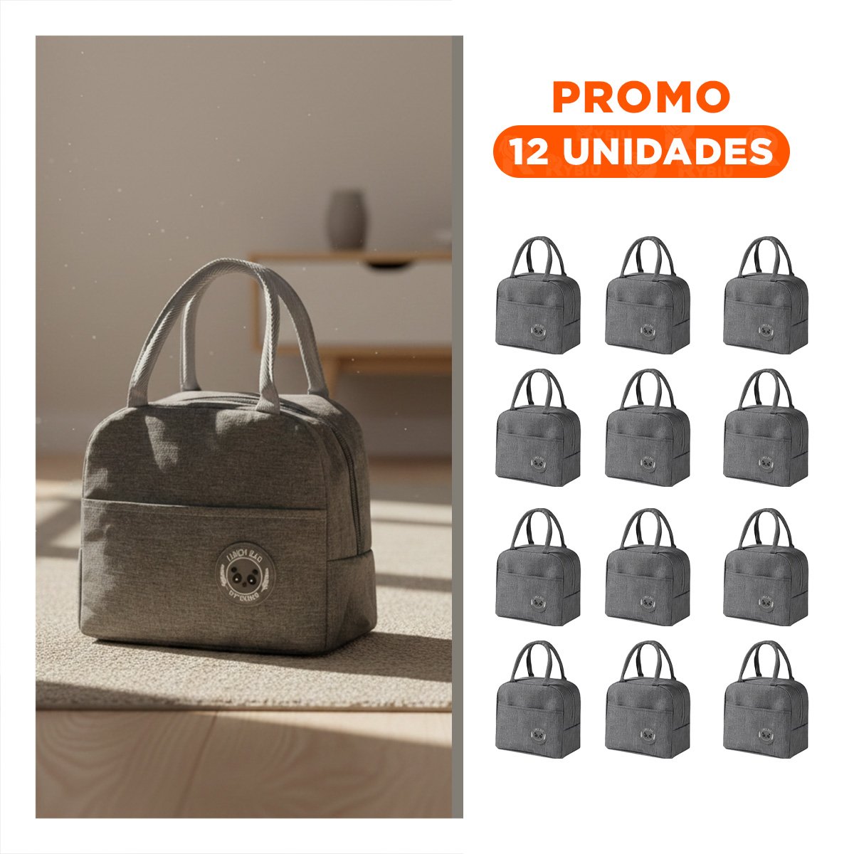 PACK12 PORTA VIANDAS Y BOLSILLO EXTERIOR FUNCIONAL PARA TRANSPORTE PLOMO Y+REGALO STICKER - 1