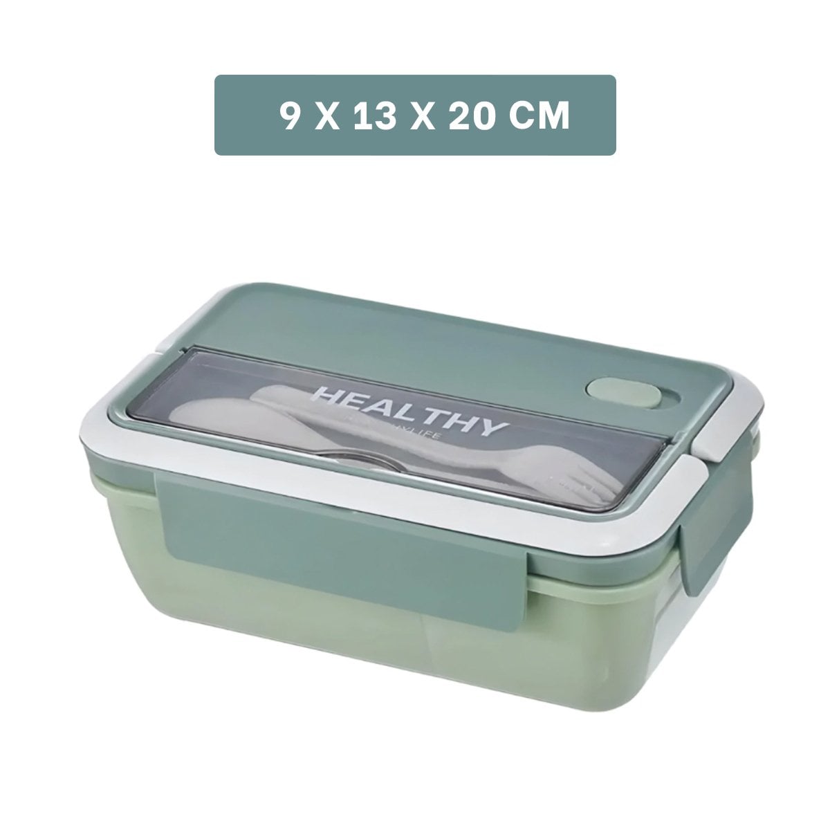ENVASE RECTANGULAR CON CUBIERTOS PARA PICNIC ESCOLAR 1100ML VERDE - 4
