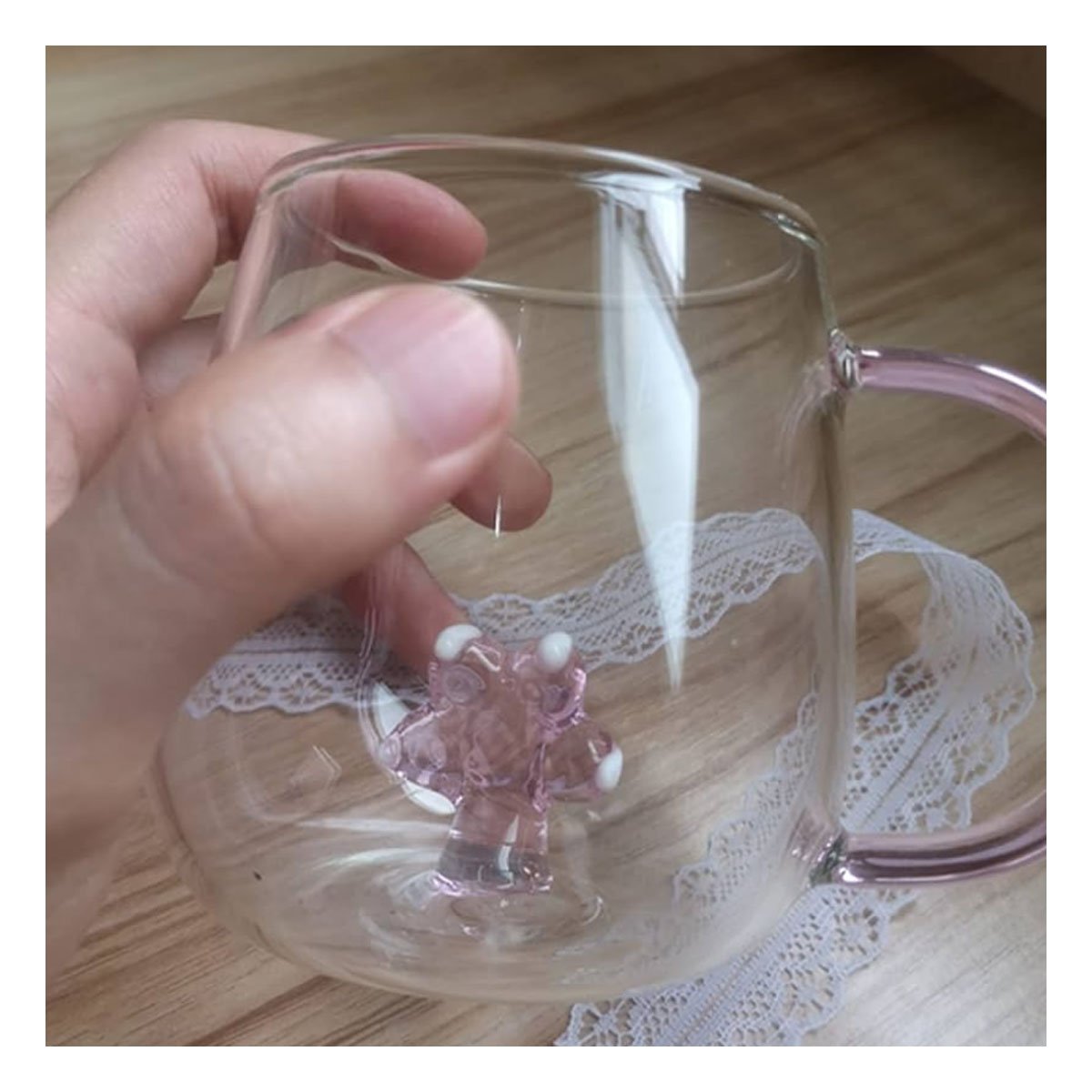 PACK6 MUG PARA INFUSIONES DE TE CON ASA FACIL ROSADA TRANSPARENTE 350 ML - 3