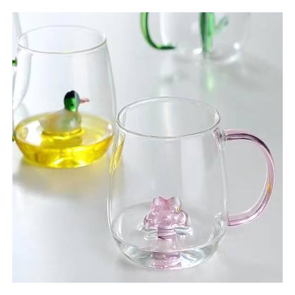 PACK6 MUG PARA INFUSIONES DE TE CON ASA FACIL ROSADA TRANSPARENTE 350 ML - 5