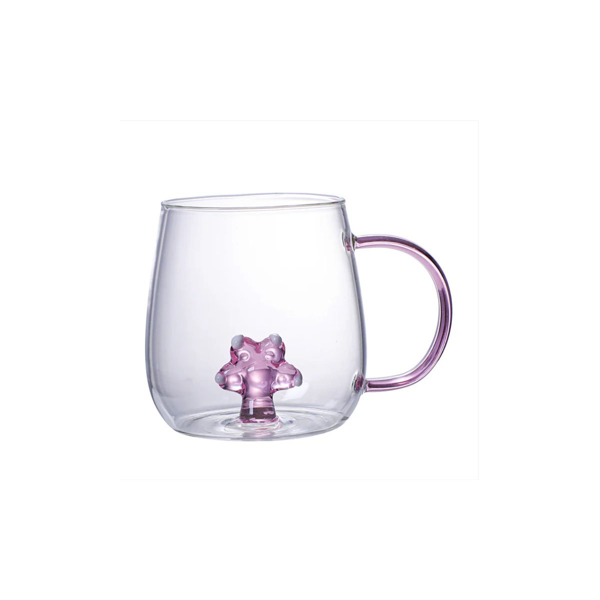 PACK2 COPA BAJA PARA INFUSIONES CON ASA SEGURA ROSADA TRANSPARENTE 350 ML Y+REGALO STICKER - 2