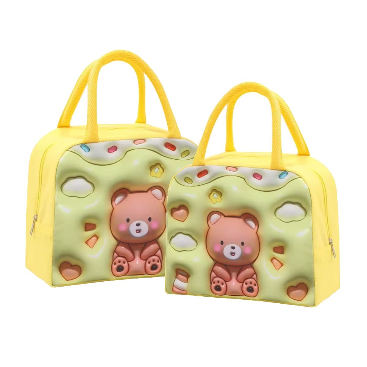 CONTENEDOR DE COMIDA KAWAII OSO COMPACTO Y FUNCIONAL AMARILLO Y+LIGAS REGALO - 3