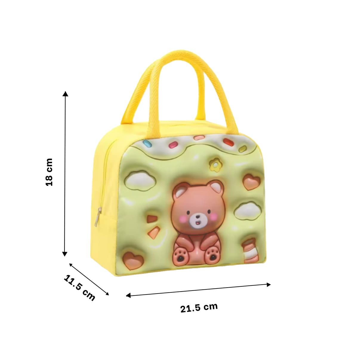 CONTENEDOR DE COMIDA KAWAII OSO COMPACTO Y FUNCIONAL AMARILLO Y+LIGAS REGALO - 4
