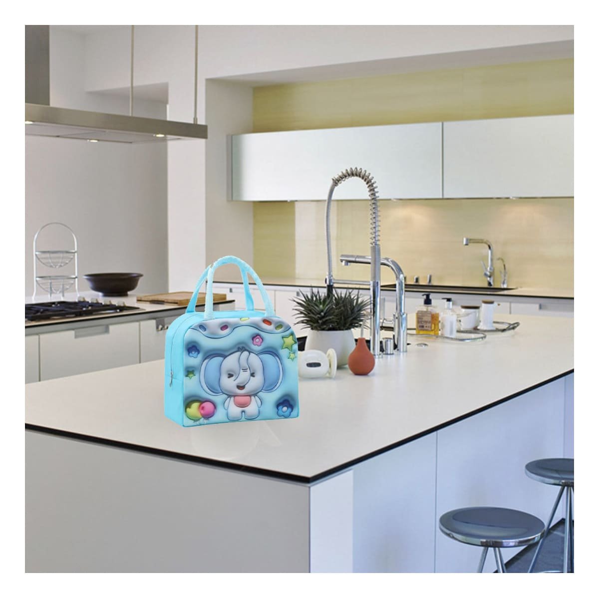 CAJA TERMICA CON GRAFICO ELEFANTE PARA SNACKS ESCOLARES CELESTE Y+PAPEL REGALO - 2