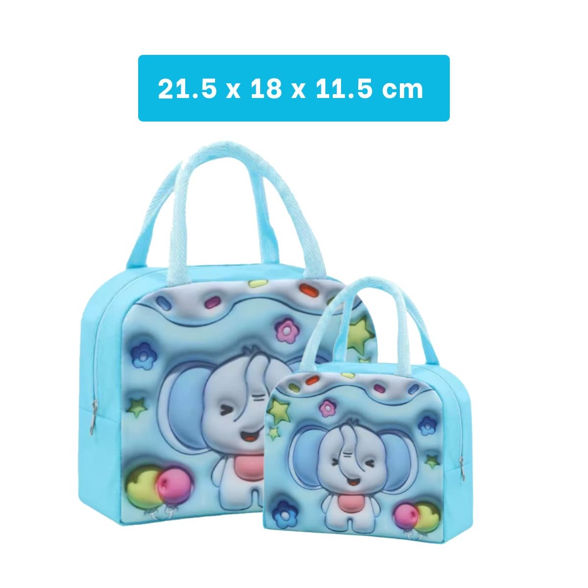 CAJA TERMICA CON GRAFICO ELEFANTE PARA SNACKS ESCOLARES CELESTE Y+PAPEL REGALO - 4