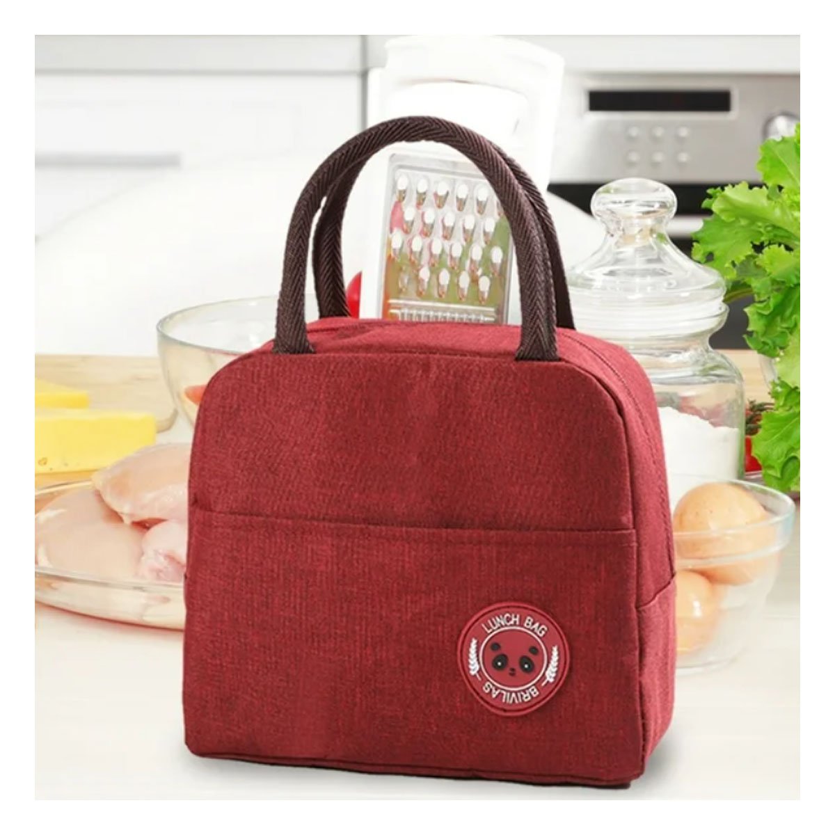 RECIPIENTE ALIMENTICIO TERMICO Y BOLSILLO EXTERIOR IDEAL PARA SNACKS GUINDA Y+PAPEL REGALO - 2