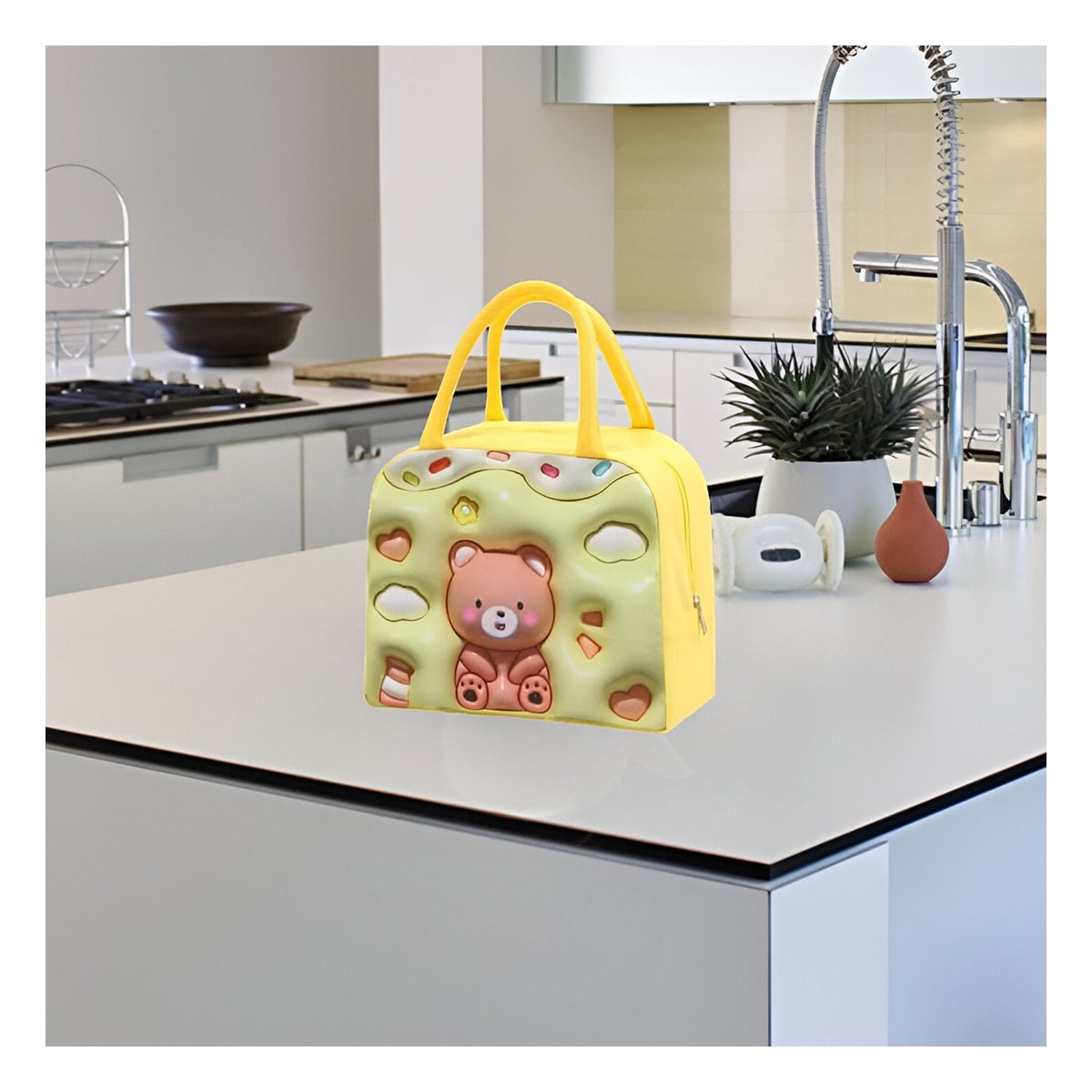 PACK6 LUNCH BOX KAWAII OSO CON ESPACIO EXTRA AMARILLO Y+PAPEL REGALO - 2