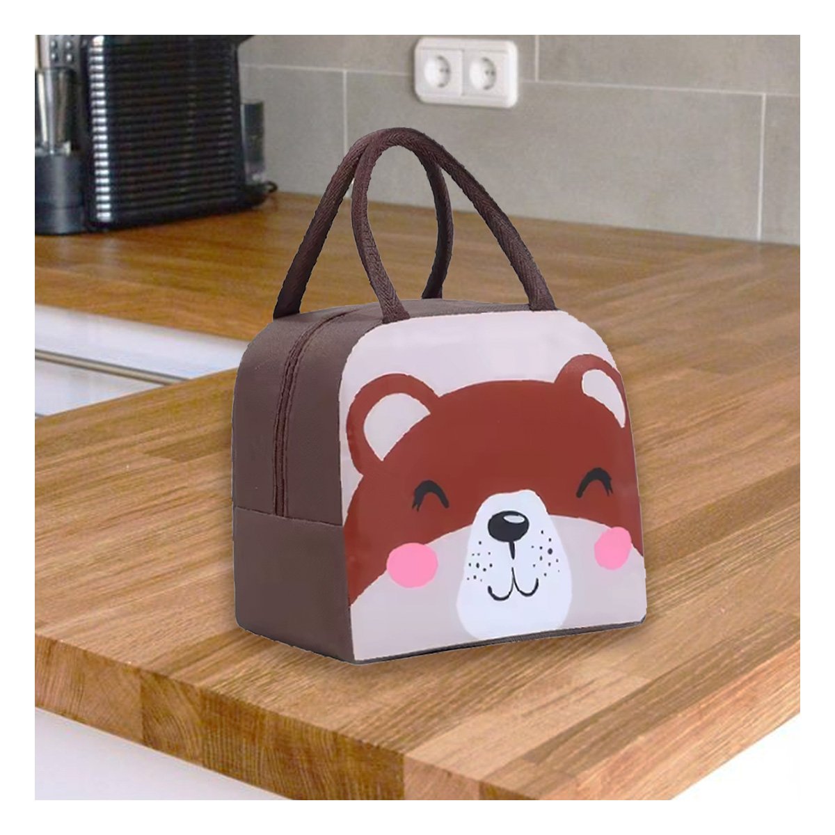 PACK6 RECIPIENTE TERMICO CON ASA Y DISEÑO DIVERTIDO OSO MARRON Y+PAPEL REGALO - 2