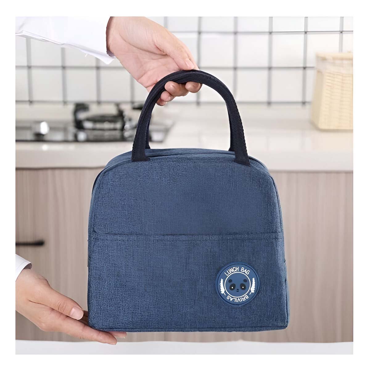 PORTA ALIMENTOS TERMICO DE TRANSPORTE CON BOLSILLO ETIQUETA OSO AZUL MARINO Y+REGALO STICKER - 5