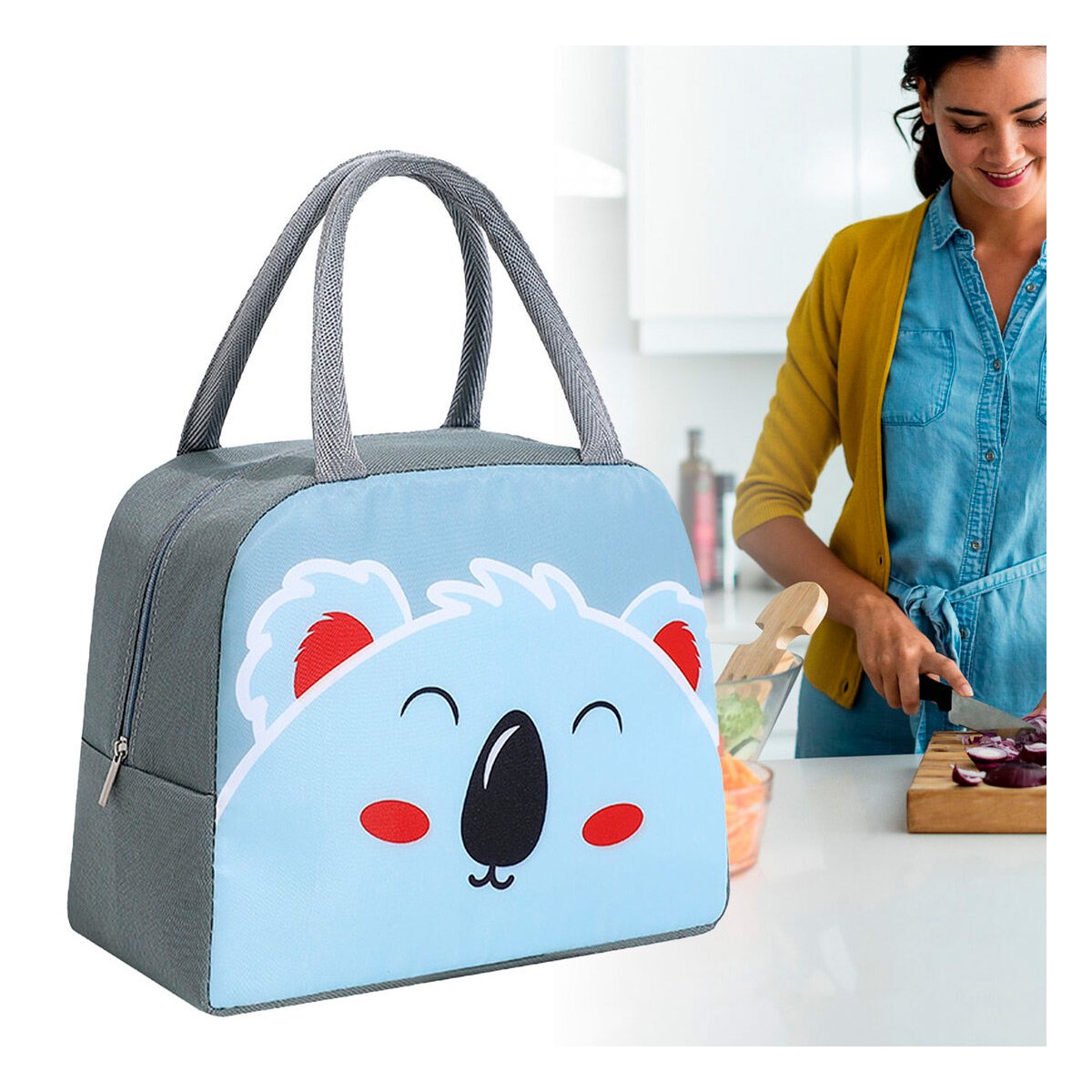 PORTA ALIMENTOS TERMICO PERFECTO PARA NIÑOS Y ADULTOS KOALA PLOMO OSCURO Y+LIGAS REGALO - 2
