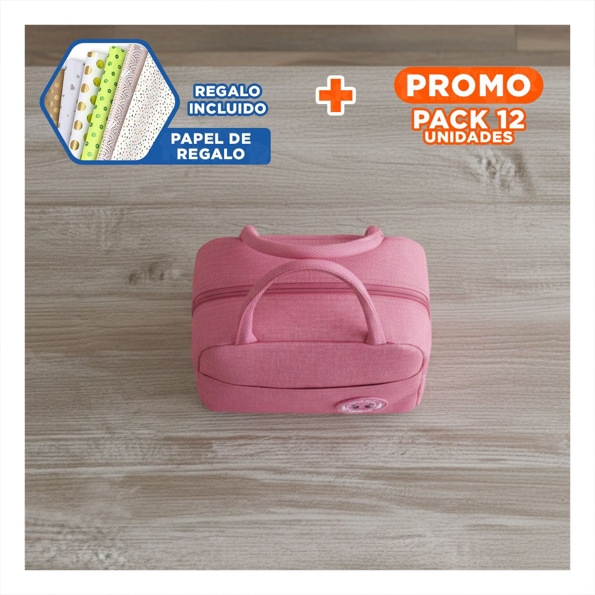 PACK12 ORGANIZADOR Y BOLSILLO EXTERIOR CON ESPACIO EXTRA ROSADO Y+PAPEL REGALO - 1