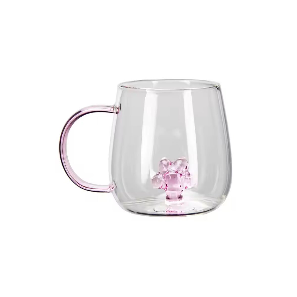 PACK4 COPA BAJA PARA JUGOS NATURALES CON ASA LIGERA ROSADA TRANSPARENTE 350 ML Y+PAPEL REGALO - 3