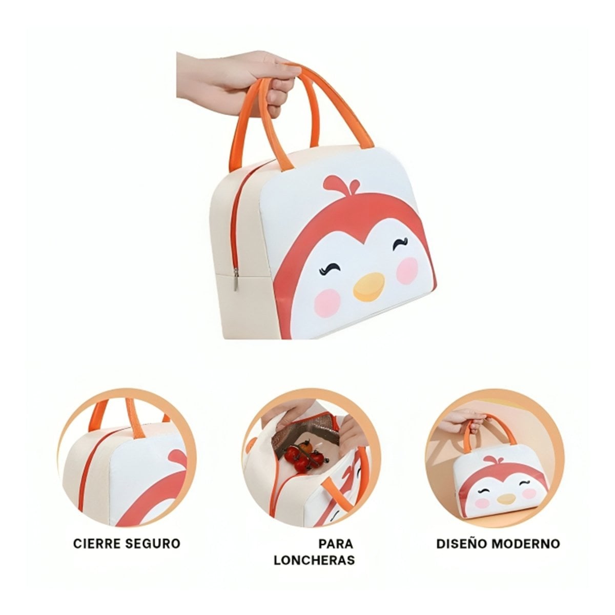 CONTENEDOR DE COMIDA TERMICO CON VARIOS COMPARTIMENTOS PINGUINO BEIGE - 3