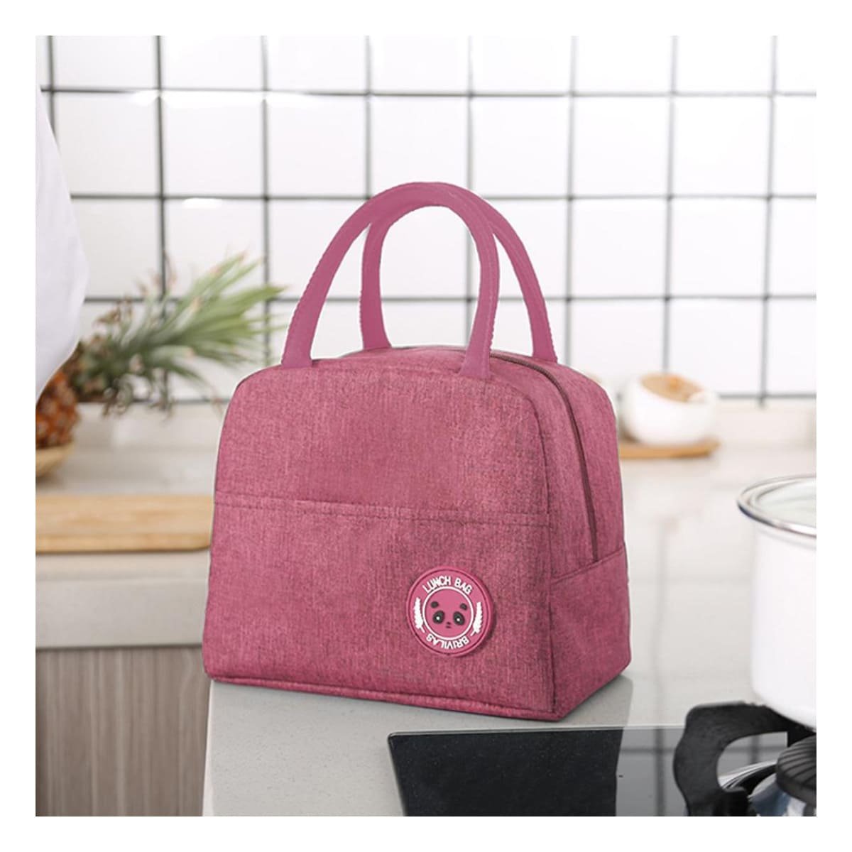 PORTA ALIMENTOS Y BOLSILLO EXTERIOR CON GUARDADO FRONTAL ROSADO Y+PAPEL REGALO - 3