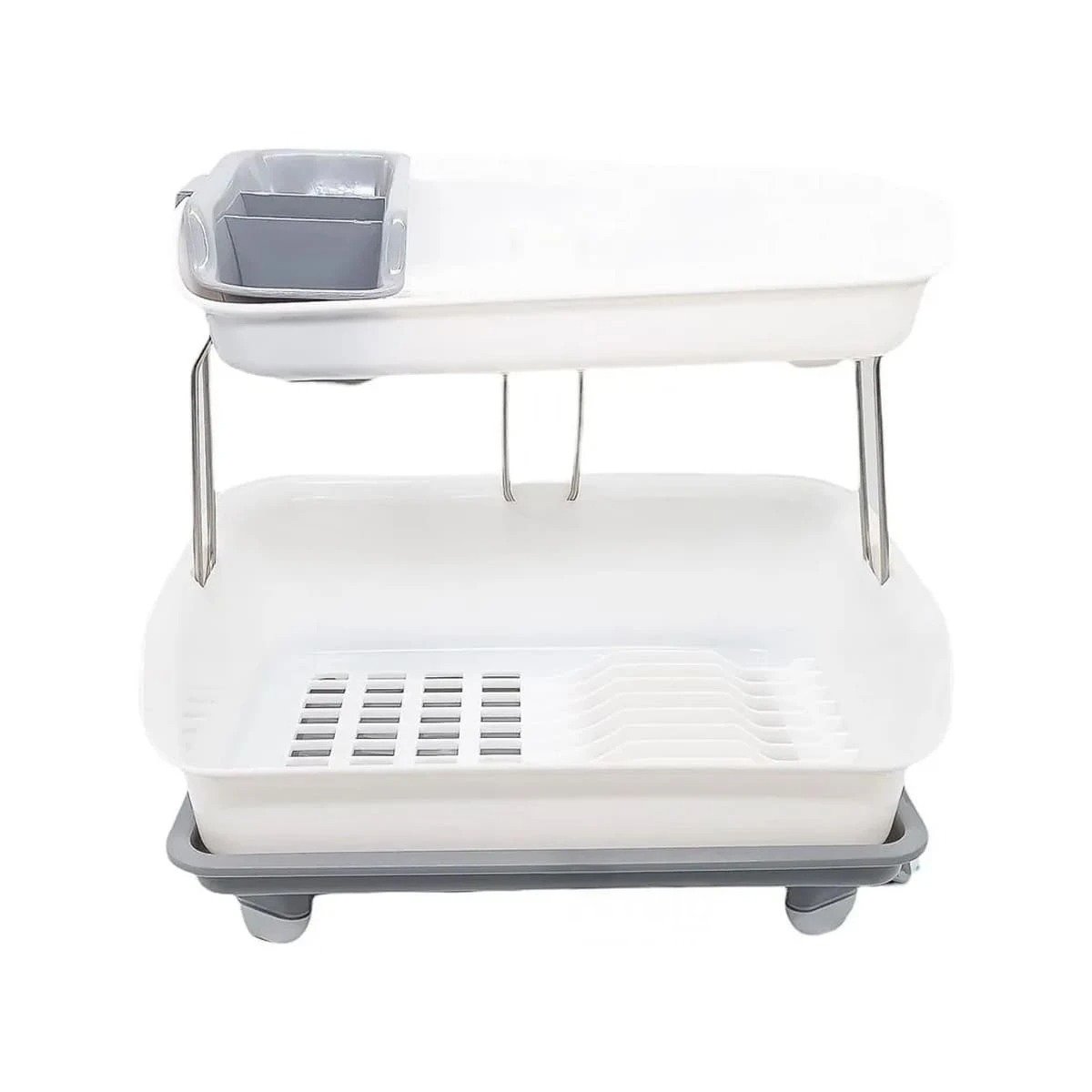 PACK2 ESCURRIDOR DE UTENSILIOS 2 NIVELES PLASTICO ORGANIZADOR PLOMO Y+REGALO STICKER - 2