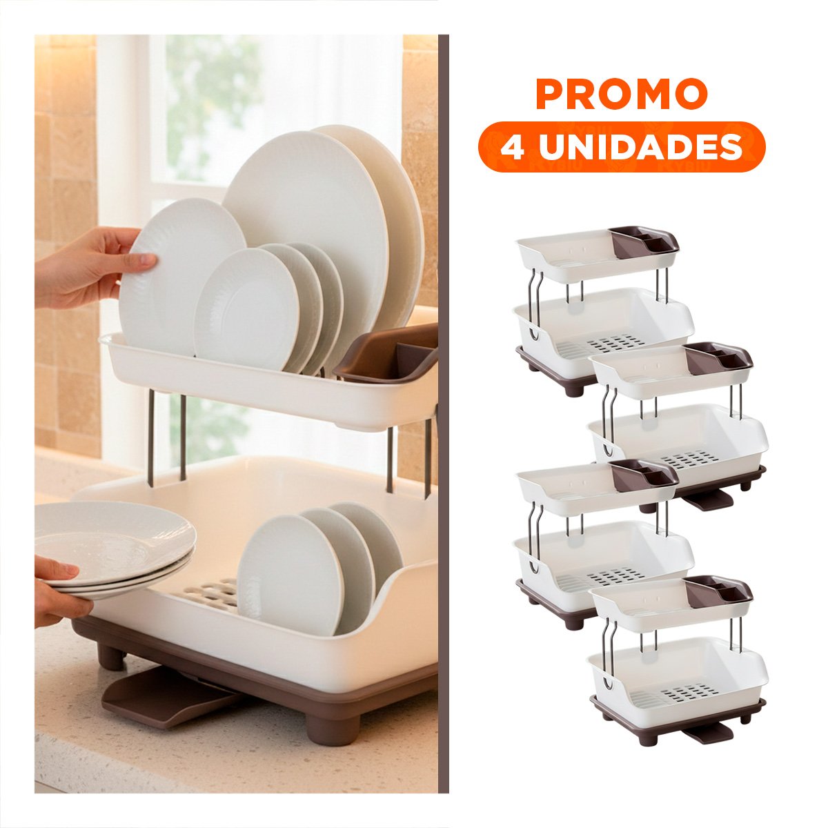 PACK4 APLICADOR PARA PLATOS 2 NIVELES PLASTICO MARRON Y+REGALO STICKER - 1