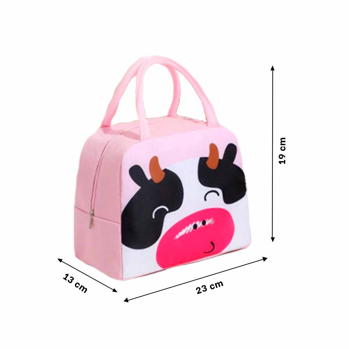 PACK6 LUNCH BOX TERMICA PRÁCTICA ESTAMPADO DE VACA PARA MERIENDA ROSADO Y+PAPEL REGALO - 4