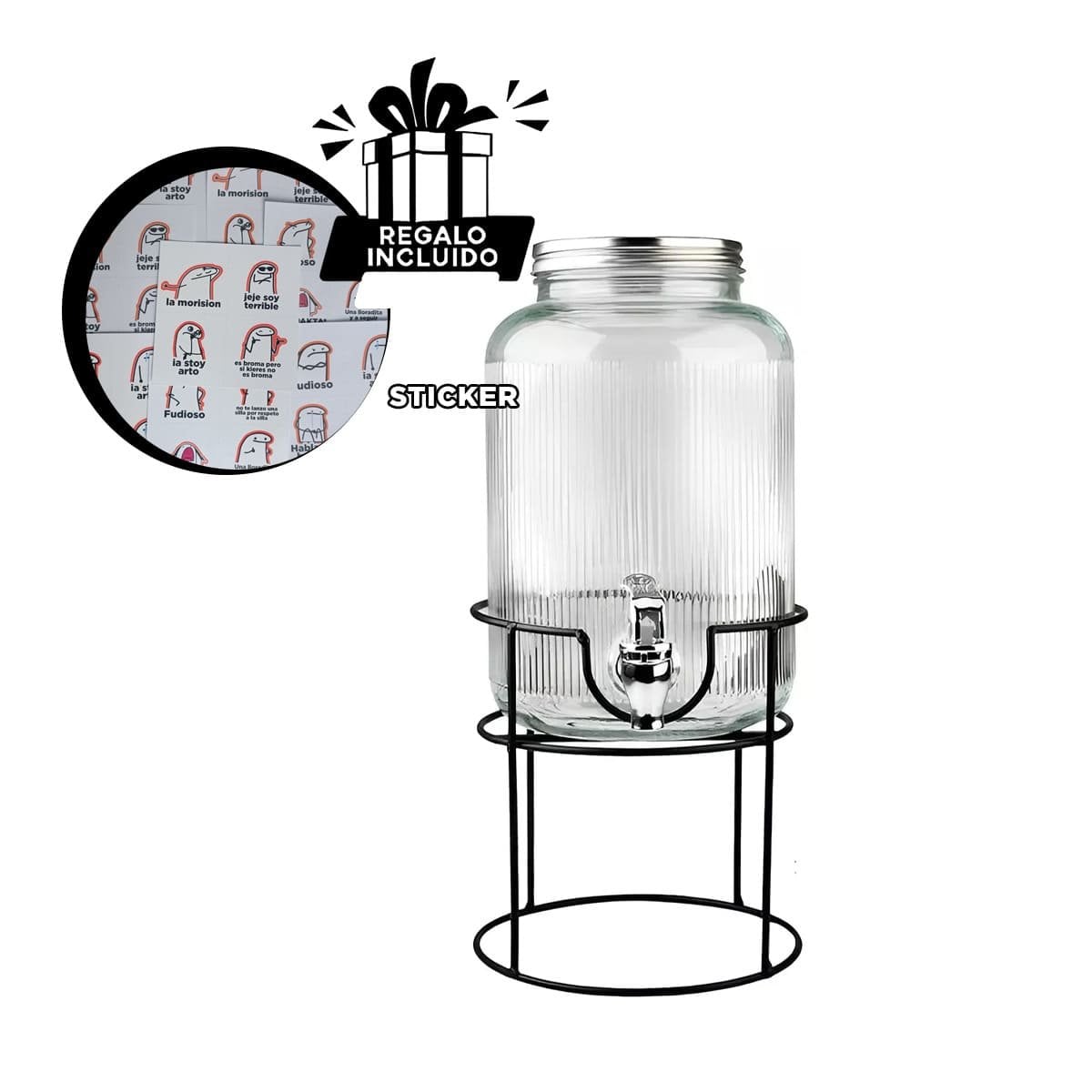 DISTRIBUIDOR DE BEBIDA PARA TE E INFUSIONES NEGRO Y TRANSPARENTE 5,5L Y+REGALO STICKER - 1