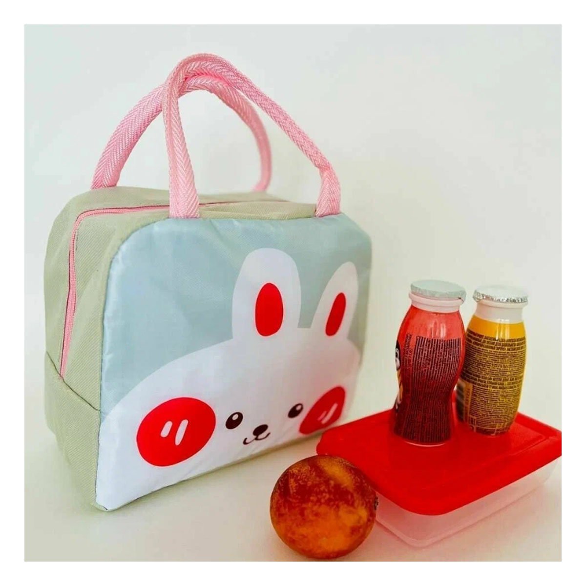 PACK12 CAJA DE ALMUERZO TERMICA PERFECTA PARA EXCURSIONES CONEJO PLOMO CLARO Y+REGALO STICKER - 5