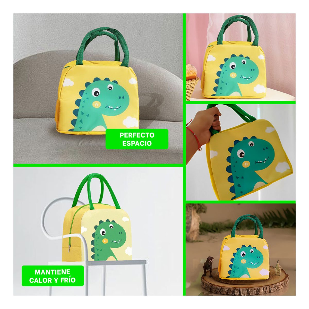 PACK4 RECIPIENTE ALIMENTICIO TERMICO IDEAL PARA VIAJES DINOSAURIO AMARILLO Y+REGALO STICKER - 2