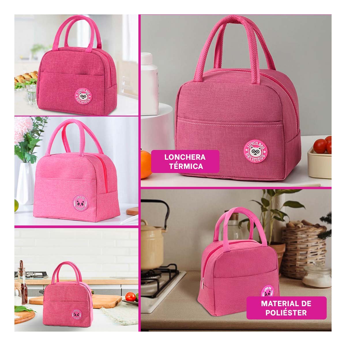PACK2 ESTUCHE DE COMIDA Y BOLSILLO EXTERIOR CON AREA EXTRA ROSADO Y+PAPEL REGALO - 3