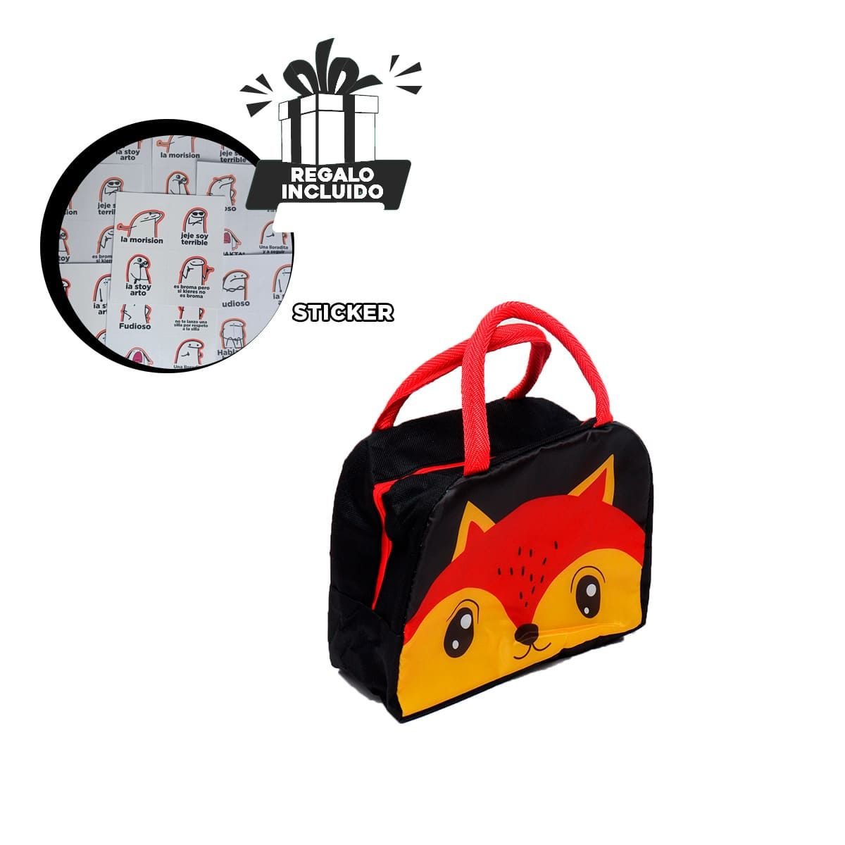 CONTENEDOR DE COMIDA TERMICO PARA OFICINA Y ESCUELA ZORRO NEGRO Y+REGALO STICKER - 1