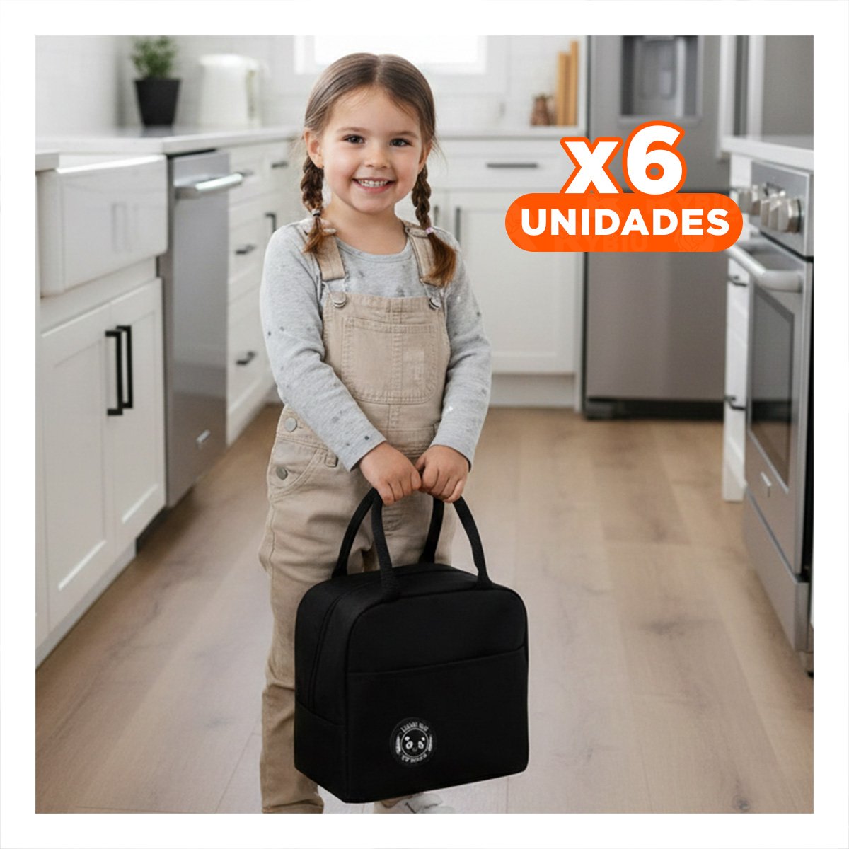 PACK6 ENVASE DE COMIDA Y BOLSILLO EXTERIOR LIGERO Y PRACTICO NEGRO Y+REGALO STICKER - 1