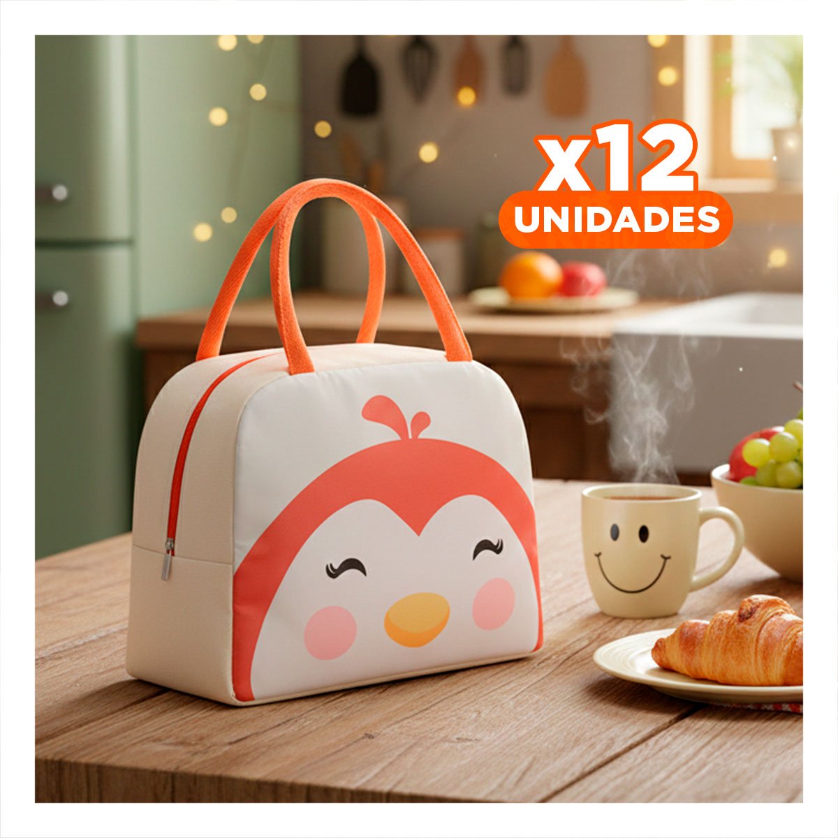PACK12 LUNCH BOX TERMICA PARA PICNIC Y ACTIVIDADES AL AIRE LIBRE PINGUINO BEIGE - 1