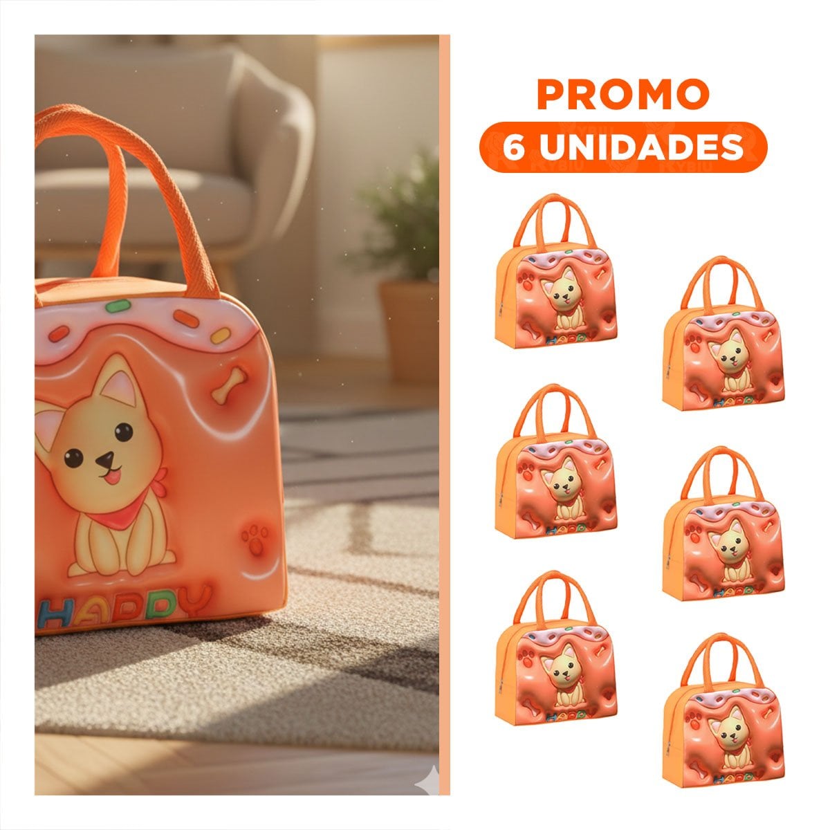 PACK6 FIAMBRERA DE COMIDAS CON GRAN PRESENCIA NARANJA - 1
