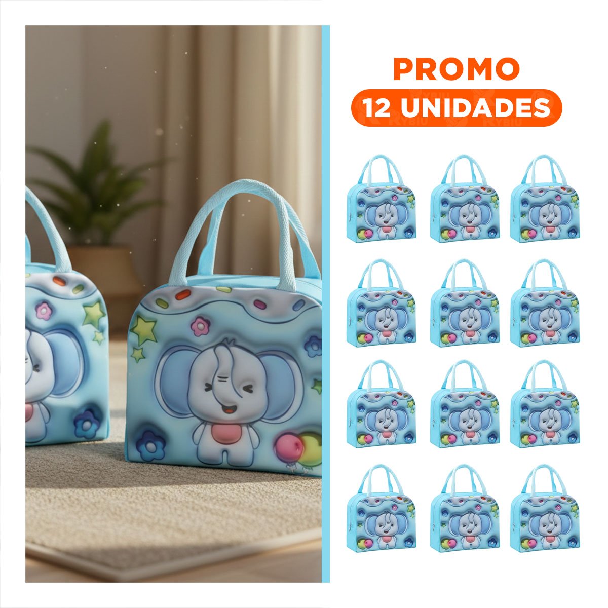 PACK12 ORGANIZADOR TERMICO PORTATIL DE USO DIARIO CELESTE Y+REGALO STICKER - 1