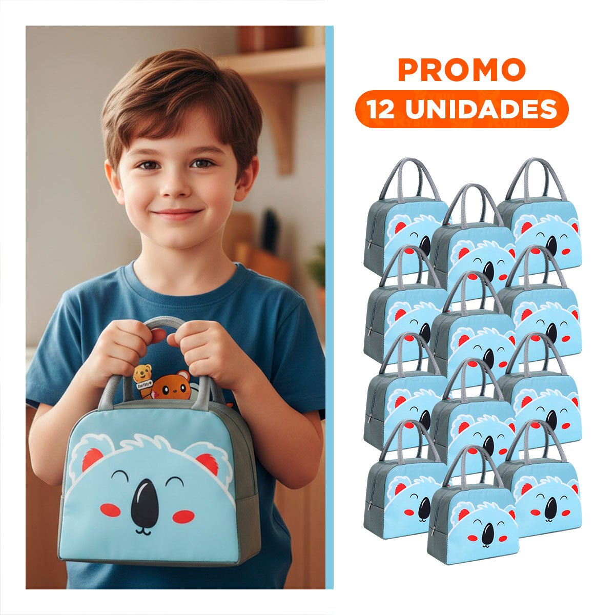 PACK12 TUPPER TERMICO PARA OFICINA Y ESCUELA KOALA PLOMO OSCURO Y+REGALO STICKER - 1