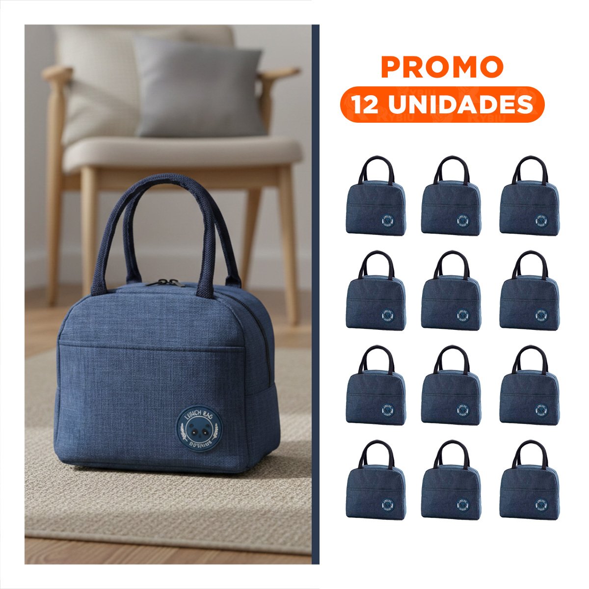 PACK12 RECIPIENTE TERMICO PARA TRASLADO CON OSO AZUL MARINO Y+REGALO STICKER - 1