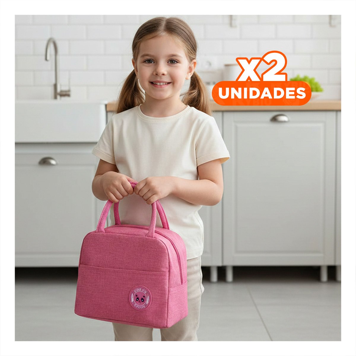 PACK2 ESTUCHE DE COMIDA Y BOLSILLO EXTERIOR LIGERO Y PRACTICO ROSADO Y+REGALO STICKER - 1