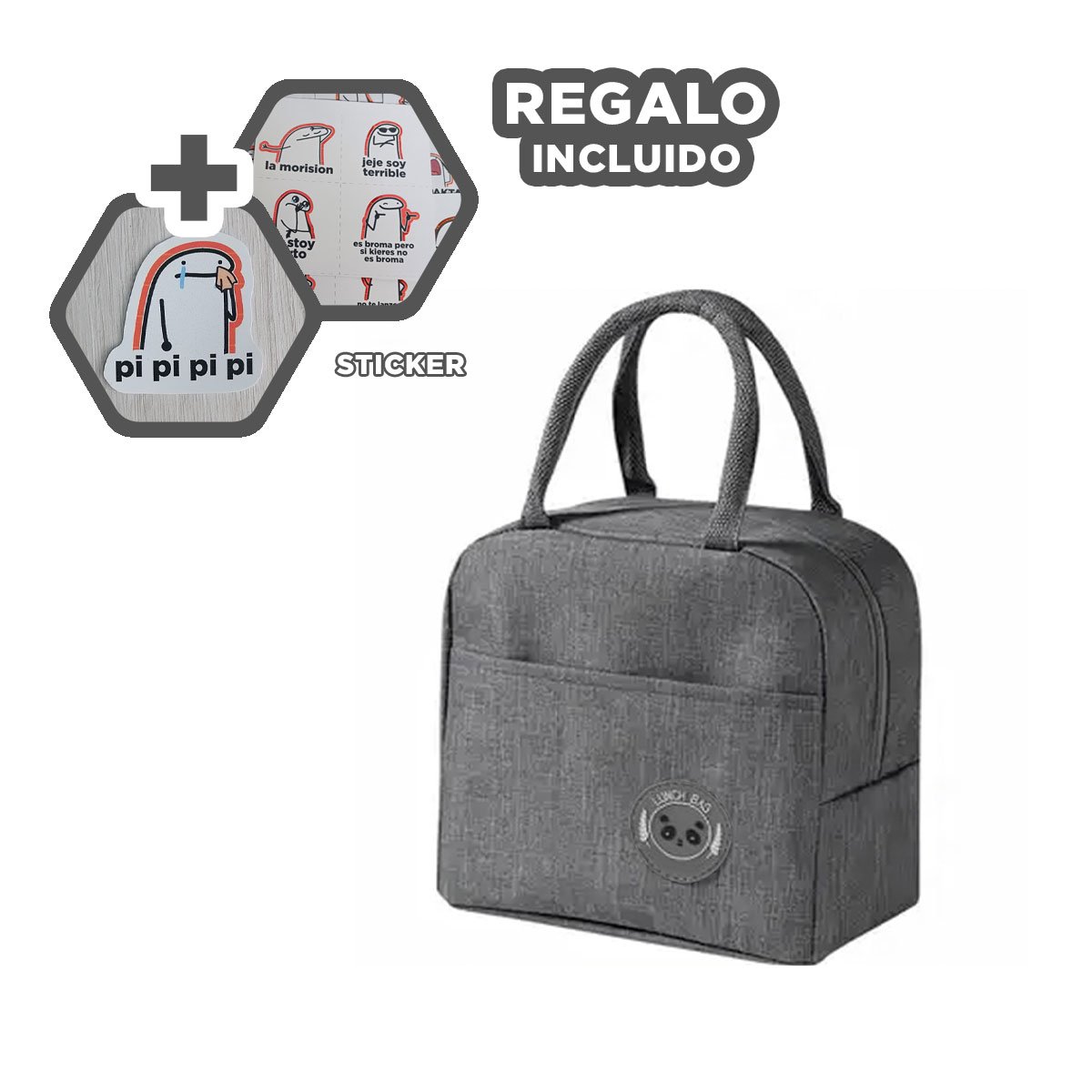 CONTENEDOR DE COMIDA Y BOLSILLO EXTERIOR FACIL DE LLEVAR PLOMO Y+REGALO STICKER - 1