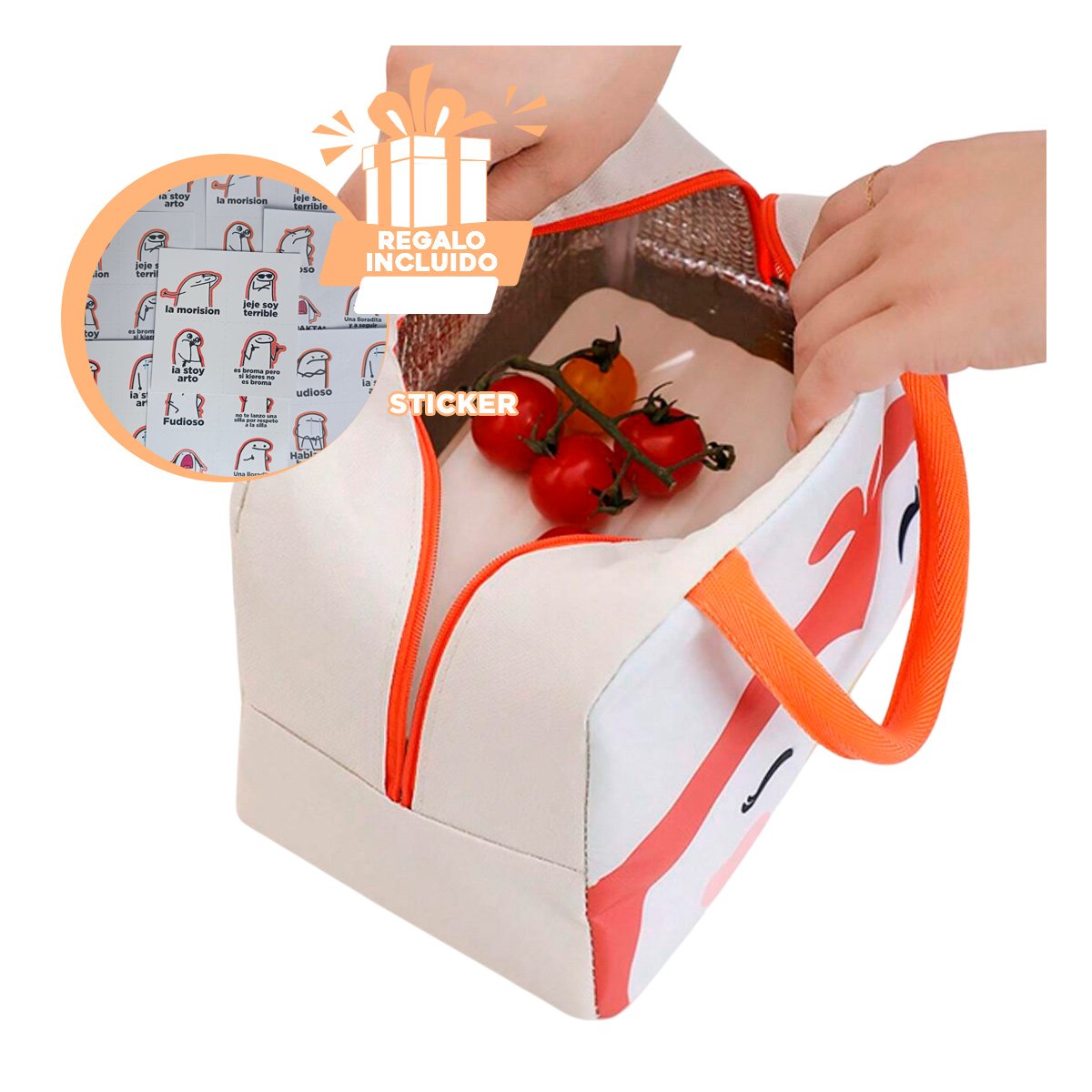 CONTENEDOR DE COMIDA TERMICO FACIL DE ABRIR Y CERRAR PINGUINO BEIGE Y+REGALO STICKER - 1