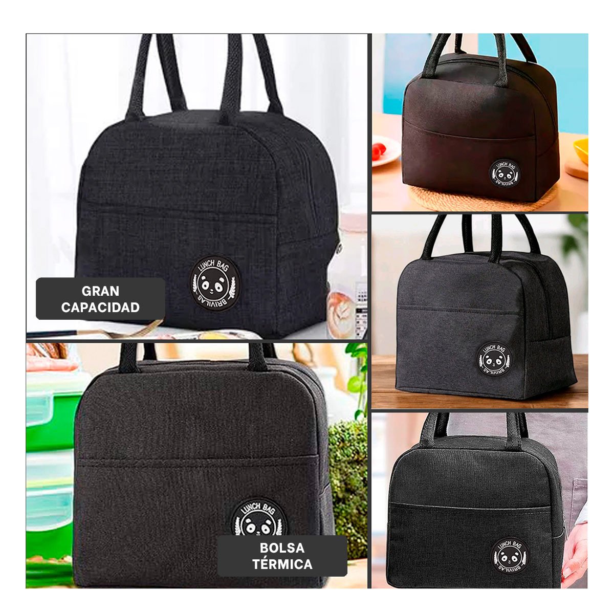CONTENEDOR DE COMIDA Y BOLSILLO EXTERIOR RESISTENTE PARA TRABAJO NEGRO Y+POST IT - 1