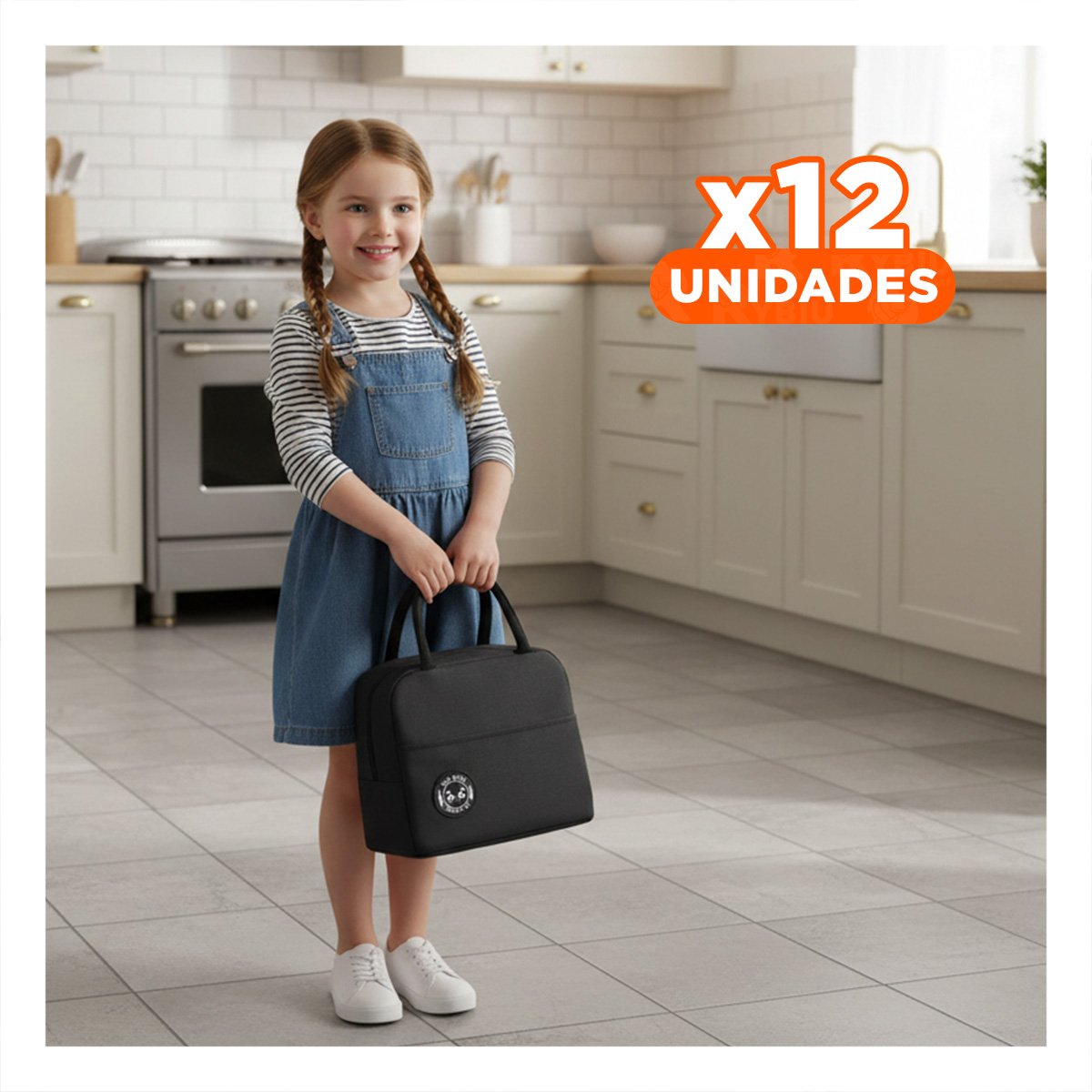 PACK12 ENVASE DE COMIDA Y BOLSILLO EXTERIOR PERFECTO PARA TRASLADO NEGRO - 1