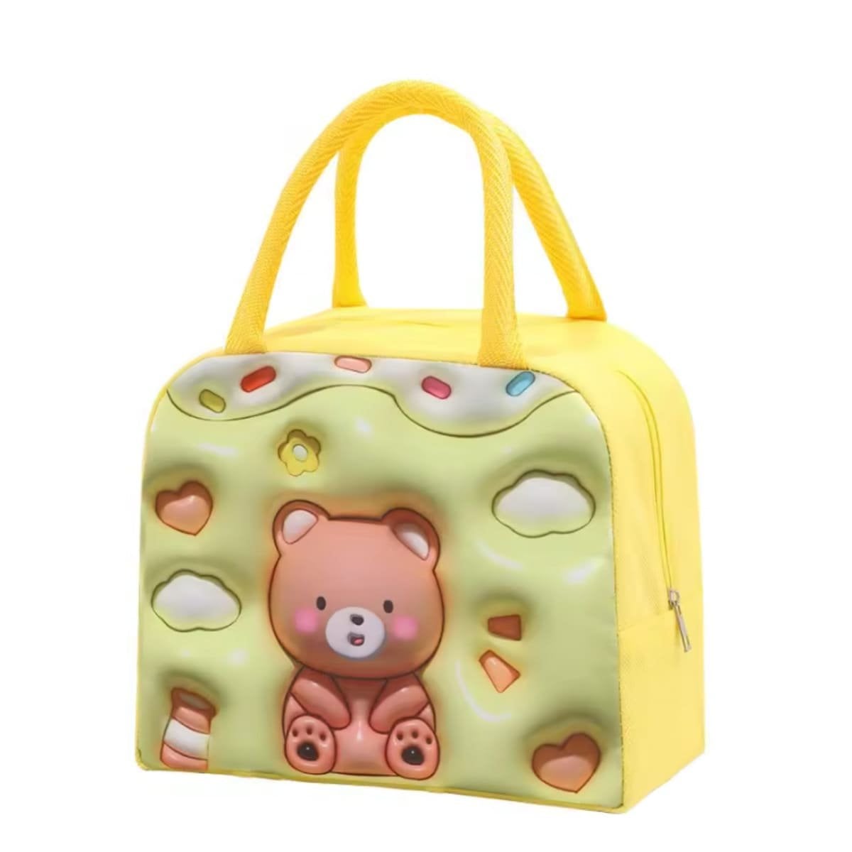 PACK4 ESTUCHE DE COMIDA KAWAII OSO PERFECTO PARA SALIDAS AMARILLO Y+PAPEL REGALO - 3