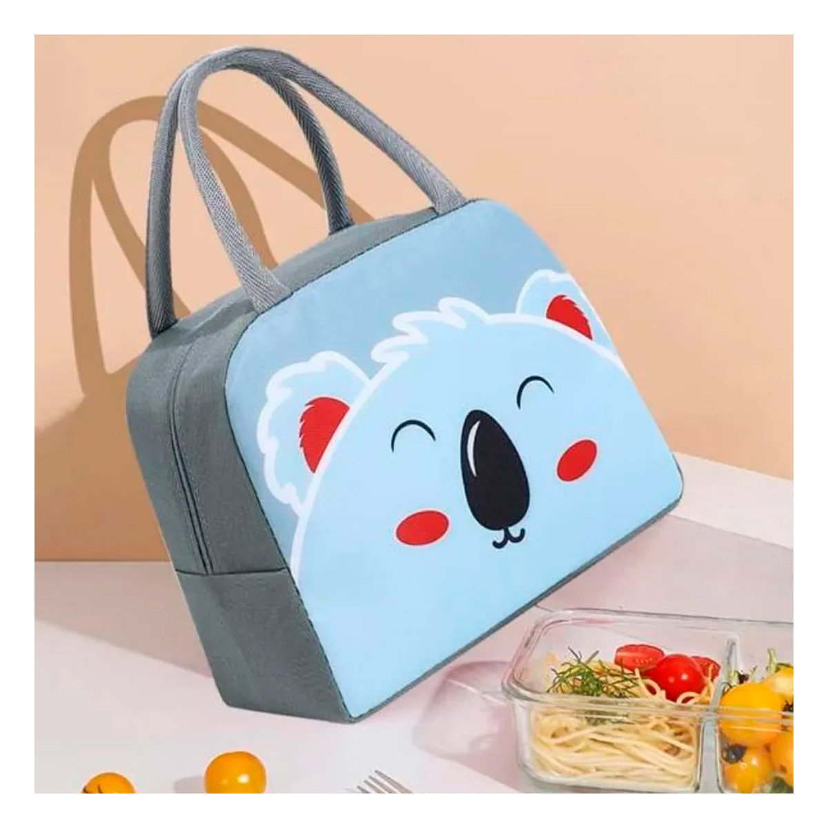 PORTA ALIMENTOS TERMICO FACIL DE TRANSPORTAR Y PRACTICO KOALA PLOMO OSCURO Y+PAPEL REGALO - 5